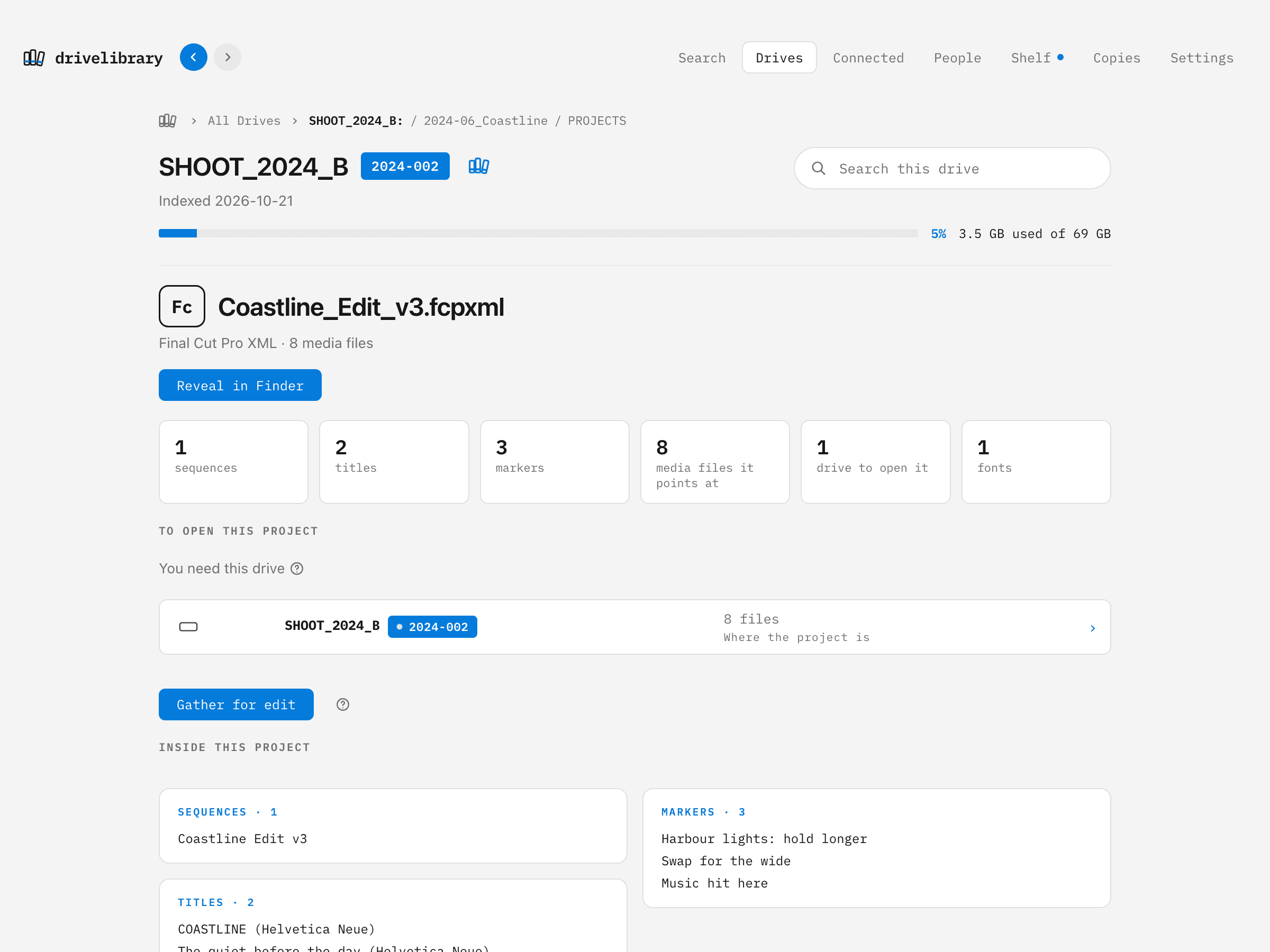 DriveLibrary: See what a project needs before you open it